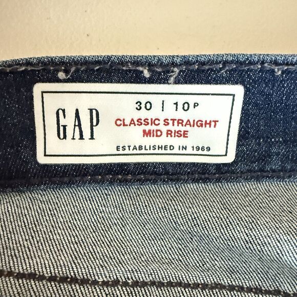 GAP Jeans Size 30 Classic Straight Medium Blue Denim Stretch Mid Rise Cropped - Picture 8 of 16